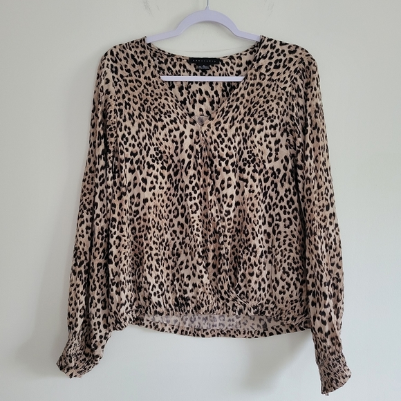 Sanctuary Leopard Animal-print Boho Retro‎ Wrap V neck Blouse Top S - Picture 3 of 9